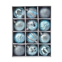 HBBKVI 24 Pcs Shatterproof Plastic Christmas Ball Ornaments, 2.4 Inch Painted Gift Box Set for Christmas Tree and Holiday Decor, Blue