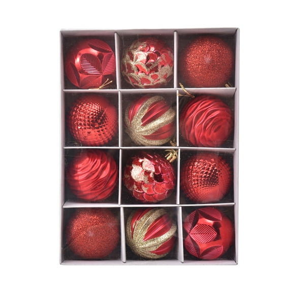 HBBKVI 24 Pcs Shatterproof Plastic Christmas Ball Ornaments, 2.4 Inch Painted Gift Box Set for Christmas Tree and Holiday Decor, Red