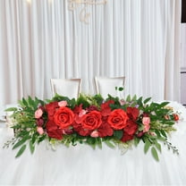 HBBKVI 25.6" Artificial Rose Peony Flower for Front Door Floral Arch Garland Hydrangeas Leaves Wreath for Wedding Hydrangeas Eucal Fall Decor Fake Flowers Fake Plants