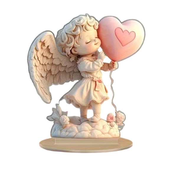 HBBKVI 2D Bohemian Style Acrylic Angel Ornament 2D Bohemian Style Romantic Office Desktop Acrylic Art Ornament Valentines Day Decoration