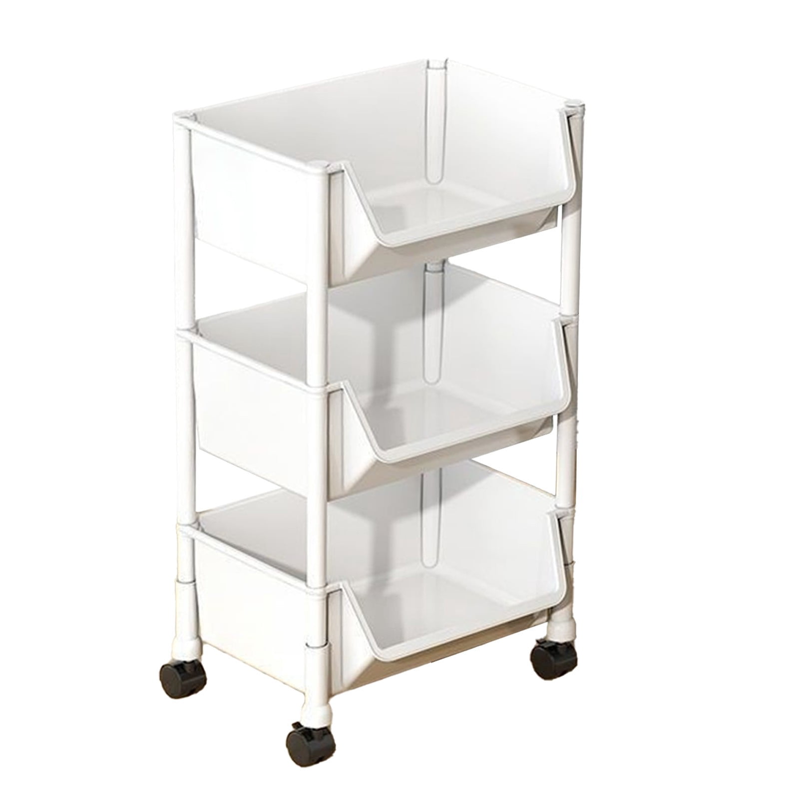 HBBKVI 3 Tier Plastic Storage Cart with Wheels, 11.8x8.3x25.2in Movable ...