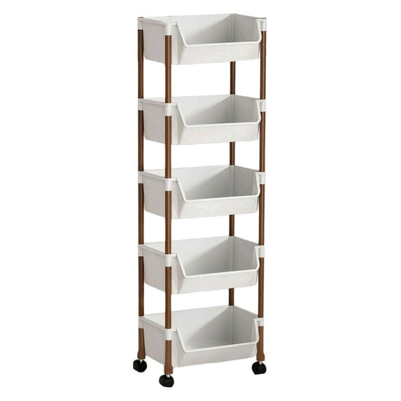 HBBKVI 3 Tier Rolling Cart Storage Rack Multi Layer Storage Cart Mobile Storage Rack with Wheels Easy Assembly Suitable for Living Room Bedroom Restroom Kitchen Organizers