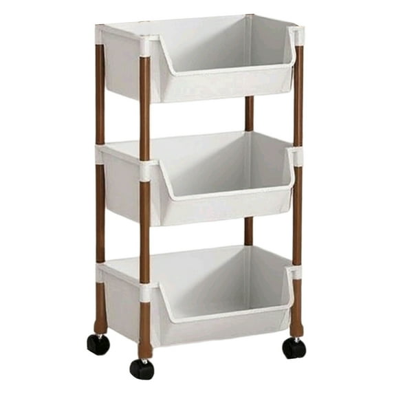 HBBKVI 3 Tier Rolling Cart Storage Rack Multi Layer Storage Cart Mobile Storage Rack with Wheels Easy Assembly Suitable for Living Room Bedroom Restroom Kitchen Organizers