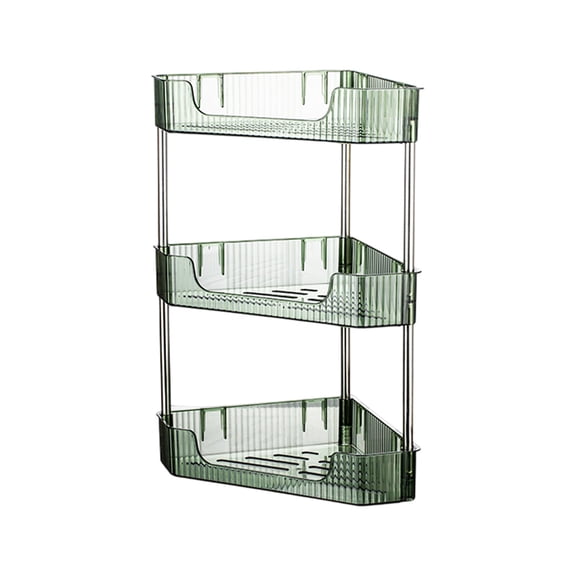 HBBKVI 3-Tier Triangle Corner Shelf, Hole-Free Wall Mount Spice Rack, 18x14in Plastic Kitchen Countertop Organizer