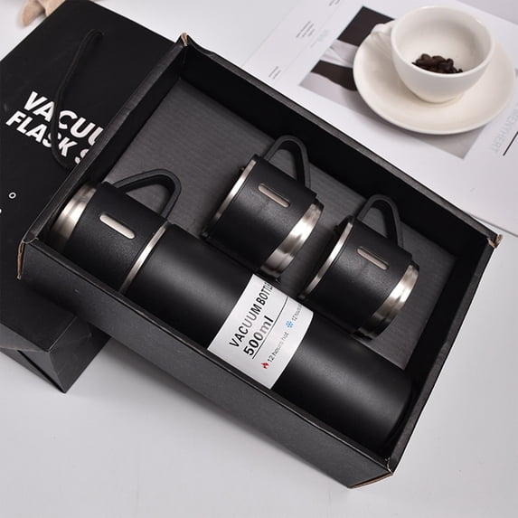 HBBKVI 304 Stainless Steel Vacuum Insulated Cup Set, One Cup Three Lids Configuration, Efficient Spill-Proof Design for Office Indoor Outdoor Use