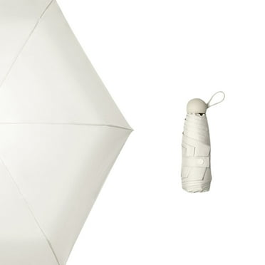 HBBKVI 35" Umbrella, 6-Bone Sun Protection Windproof Mini Umbrella for Travel Outdoor, Folding Pocket Umbrella, White