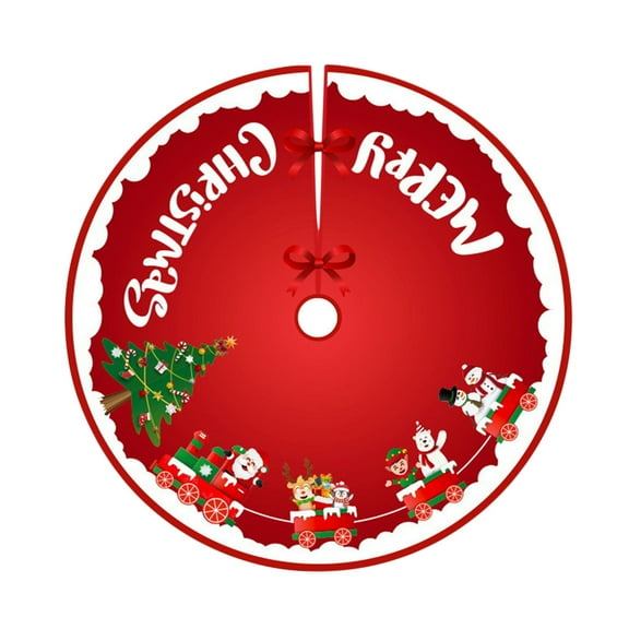 HBBKVI 36" Christmas Tree Skirt, Christmas Santa Reindeer Snowman Tree Skirt Christmas Party Decorations Velvet Christmas Tree Skirt