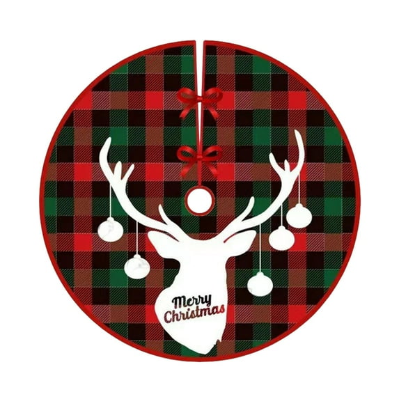 HBBKVI 36" Christmas Tree Skirt, Christmas Santa Reindeer Snowman Tree Skirt Christmas Party Decorations Velvet Christmas Tree Skirt