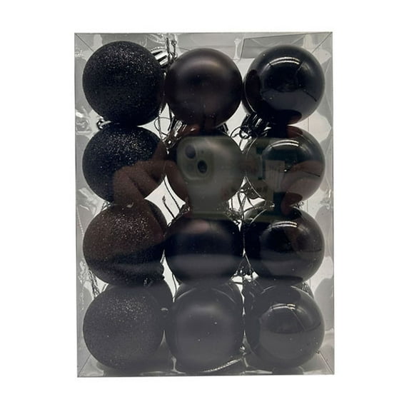 HBBKVI 24 Pcs Shatterproof Plastic Christmas Ball Ornaments, 1.2" Glitter Hanging Decorations for Christmas Tree, Black