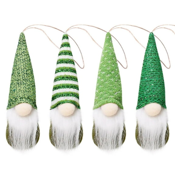 HBBKVI 4 Pcs St.Patrick's Day Gnomes Plush St.Patrick's Day Gnome Elf Dwarf Home Household Decor Green Shamrock Trefoil Hat Handmade Scandinavian Dwarf Collective Figurine for Holiday Home Decoration