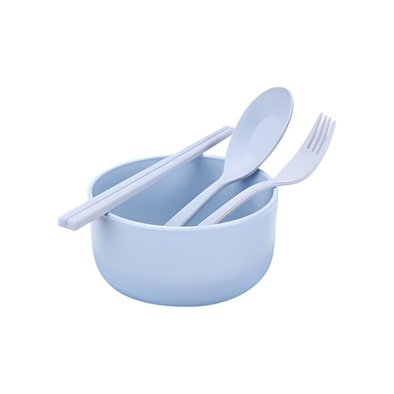 HBBKVI 4-Piece Dinnerware Set with Bowl, Spoon, Chopsticks and Fork - Durable Plastic Tableware for Home, Office & Picnic - Dishwasher Safe