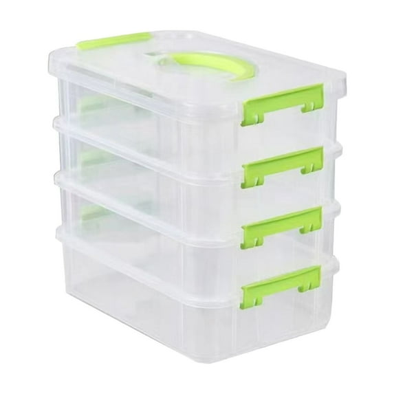 HBBKVI 4 Tier Stackable Desktop Storage Box Plastic Organizer with Handle, 9.3x6.2x9.5in Layered Storage for Office Home