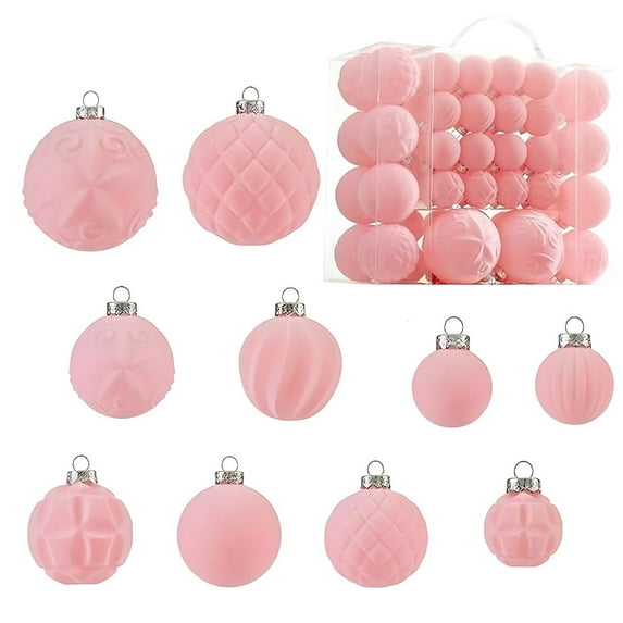 HBBKVI 46 Pcs Velvet Christmas Balls Flocked Christmas Tree Ornaments Plastic Balls Xmas Decorative Hanging Ornaments Christmas Tree Decoration