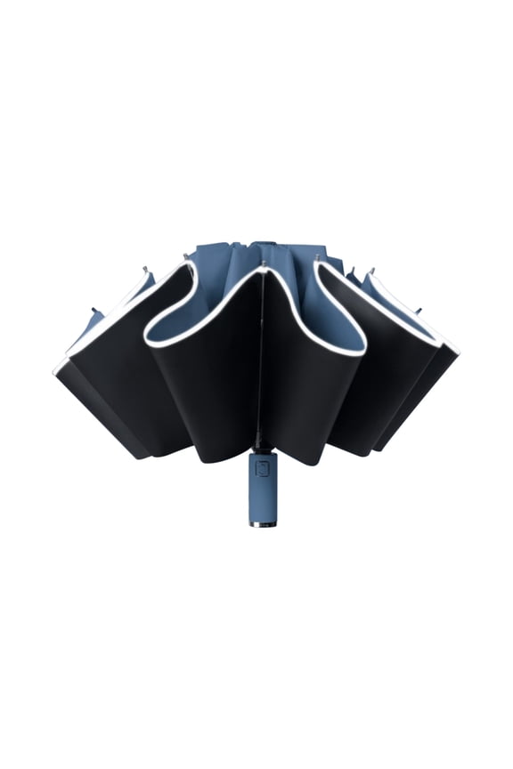 47" Large Umbrella, 10 Ribs Auto Open & Close Reflective Umbrella for Rain Outdoor, Folding Windproof Parasol Umbrella, Blue