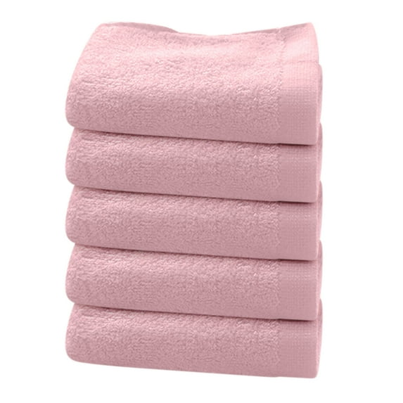 HBBKVI 5 Pack Solid Hand Towels 12" × 24", Super Soft Face Towels for Travel Bathroom Hotels, Lightweight Quick Dry Highly Absorbent Towels Pink