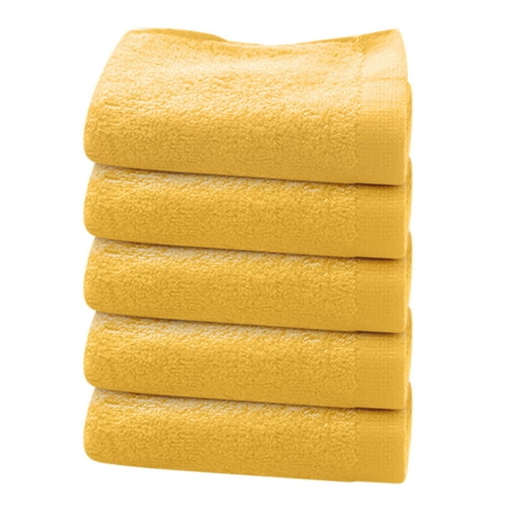 HBBKVI 5 Pack Solid Hand Towels 12" × 24", Super Soft Face Towels for Travel Bathroom Hotels, Lightweight Quick Dry Highly Absorbent Towels Yellow