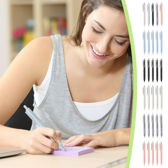 HBBKVI 5 Pcs Pens Set, Gel Pens 0.5mm Blacks Ink Pens Fine Point Smooths Writing Pens for Journaling Note Takings Cute Office Supplies Gifts 2ml