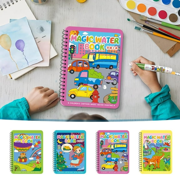 HBBKVI 5ml Waterpainting Book Children's Drawing Book Magical Coloring Painting Set Repeatedly Coloring Watercolor Painting