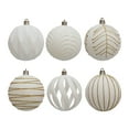 thumbnail image 1 of HBBKVI 6 Pcs 3.1" White Velvet Glitter Christmas Ball Ornaments Set for Christmas Tree and Home Decor, 1 of 6