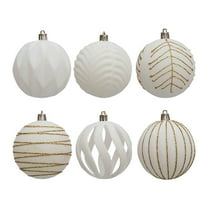 HBBKVI 6 Pcs 3.1" White Velvet Glitter Christmas Ball Ornaments Set for Christmas Tree and Home Decor