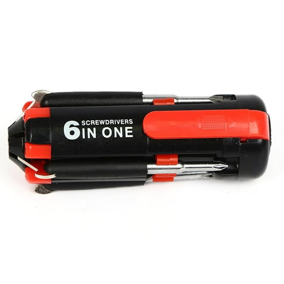 HBBKVI 6-in-1 Magnetic Screwdriver with LED Torch New Multi-functiona 6 In1 Multi Screwdriver with 6 LED Torch Hand Repair Tools