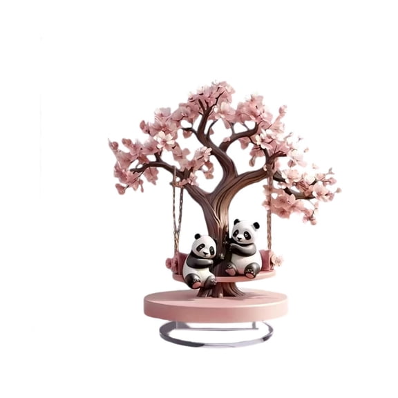 HBBKVI 7.9in 2D Acrylic Panda Cherry Blossom Tree Desktop Ornament Holiday Gift 2D Acrylic Tree Desktop Art Decoration Ornament Holiday Gift
