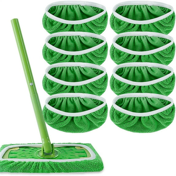 HBBKVI 8 Pcs Mop Pads, 18" Household Mop Head, Microfiber Mop Padsfor Floor Cleaning Wet Dry Use, Reusable & Washable Mopping Pads