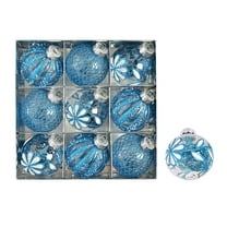 HBBKVI 9 Pcs Blue Christmas Balls Set, 3" Plastic Christmas Ball Ornaments for Christmas Tree, Holidy Party Decorations Hanging Ornaments
