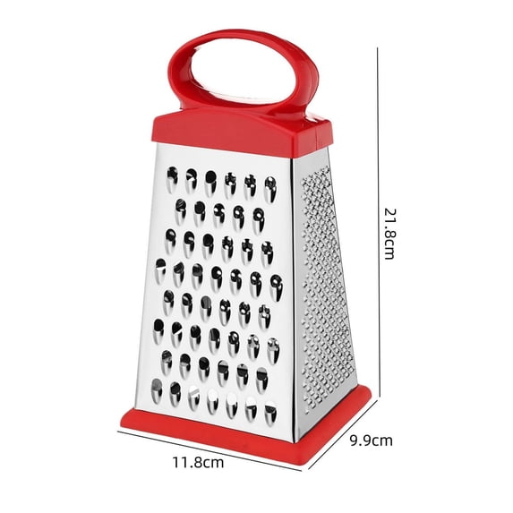 HBBKVI 9in Stainless Steel Box Grater with 4 Grating Surfaces and Handle - Multiuse Kitchen Tool for Cheese, Vegetables, Chocolate, Dishwasher Safe