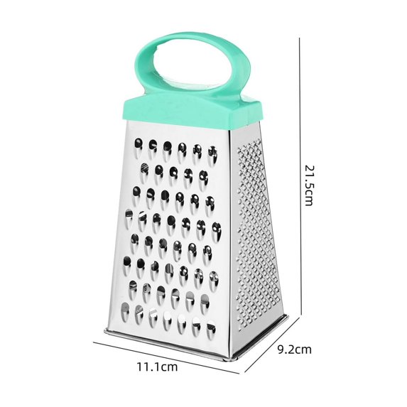 HBBKVI 9in Stainless Steel Box Grater with 4 Grating Surfaces and Handle - Multiuse Kitchen Tool for Cheese, Vegetables, Chocolate, Dishwasher Safe