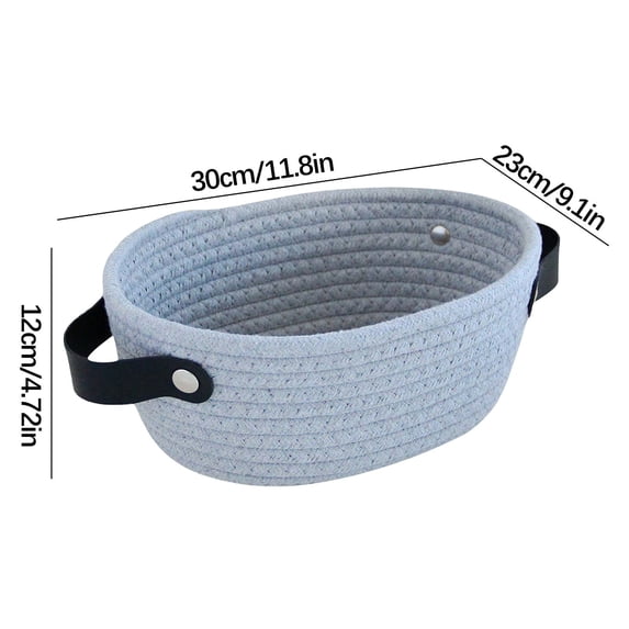 HBBKVI 9x12in Rope Storage Basket with Leather Handles Storage Basket Rope Bin Woven Basket Entryway Organizer Box Household Storage Container Rope Storage Box S