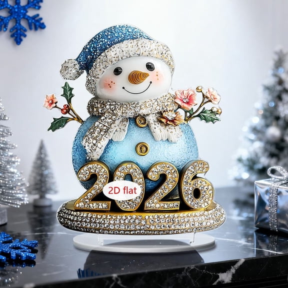 HBBKVI Acrylic Snowman Figurine for Living Room Study Desk Festive Decor, Modern Elegant with Light Diffusing and Stable Base