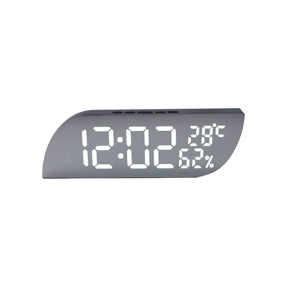 HBBKVI Alarm Clock, Auto Dimming LED Display Alarm Clock for Bedroom Office, Temperature & Humidify Display Digital Clock