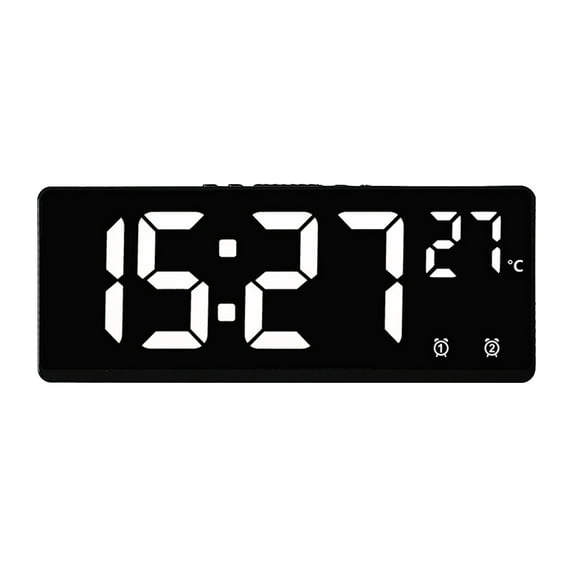 HBBKVI Alarm Clock, Voice Controlled Dual Alarm Digital Clock for Adults Kids, Adjustable Birghtness Snooze Alarm Clock, White