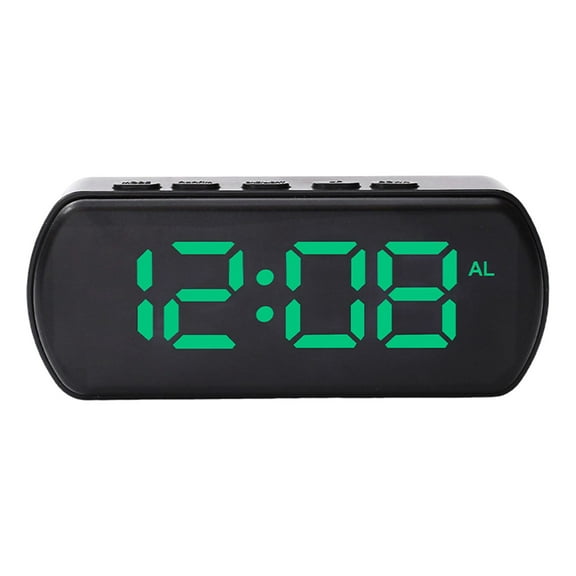 HBBKVI Alarm Clock, Voice Controlled Dual Alarm Digital Clock for Bedroom Living Room, Dimmable Snooze Digital Clock, Green