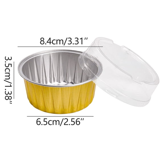 HBBKVI Aluminum Foil Cups with Lids, 20 Count Disposable Reusable Food-Grade Baking Cups for Baking, Grilling, Meal Prep, Leak-Proof, Heat-Resistant up to 482°F, 3.3in Diameter