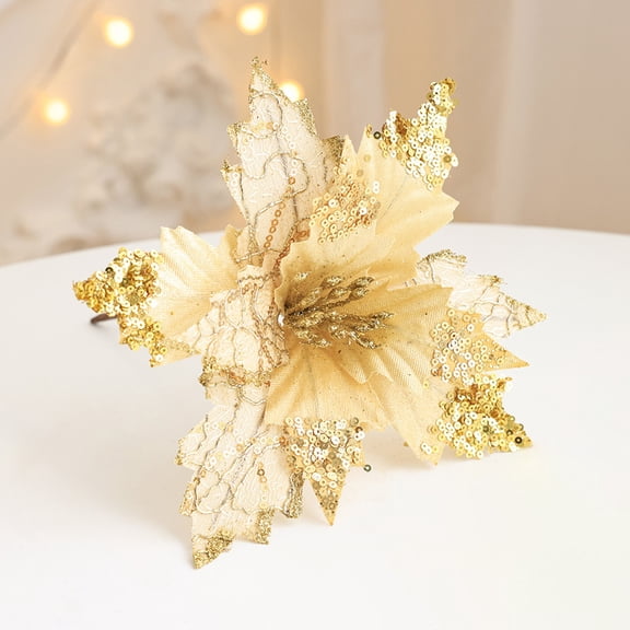 HBBKVI Artificial Flower Glitter Flower Christmas Flower Fabric Floral Arrangement Decoration Christmas Garland Rattan Ornament Fall Decor Fake Flowers Fake Plants