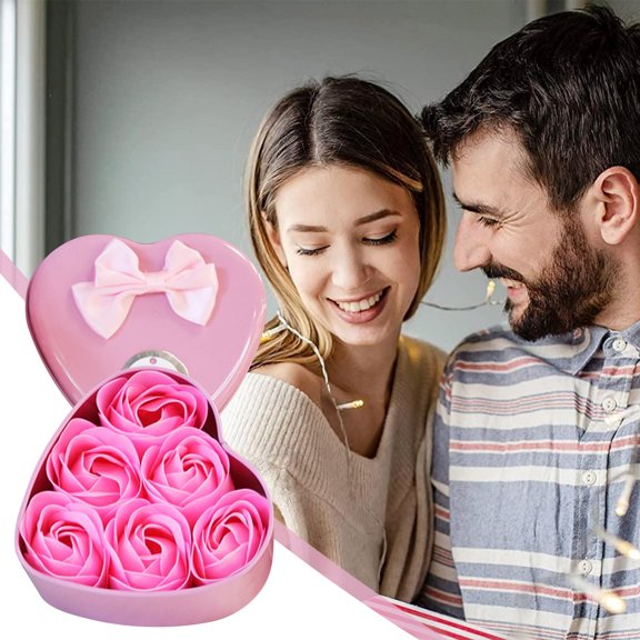 HBBKVI Artificial Flowers Wedding Heart Body Gift Rose Scented Flower 6Pcs Decoration Bath Soap Home Decor