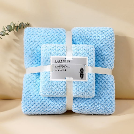 HBBKVI Bath Towels Set, 2-Piece Microfiber Towels for Bathroom, Ultra Soft & Non-Shedding, Includes 27.6x55.1 Inch Bath Towel and 13.4x29.1 Inch Hand Towel, Light Blue