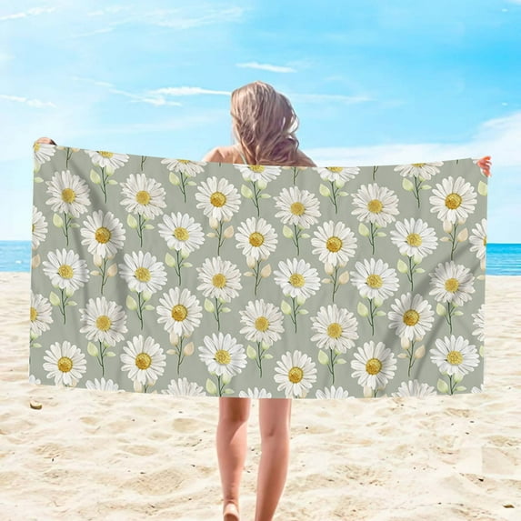 HBBKVI Beach Towel 30" × 60", Flowers Bath Towels for Beach Travel Camping Picnic, Large Super Absorbent Quick Dry Sand Free Towels