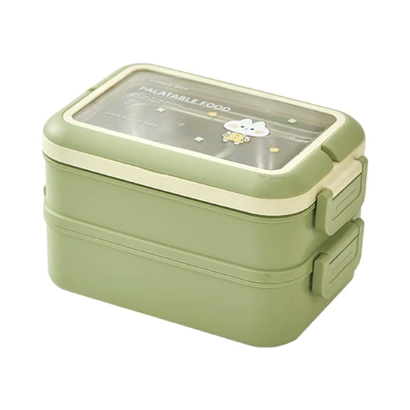 HBBKVI Bento Box Border Bento Box Sealed Fruit Box Salad Box Work Microwave Lunch Box Chopsticks Dip Container Cute Bento Lunch Box 50.7oz Leak-Proof Bento Box