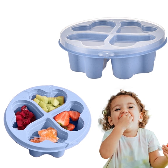 HBBKVI Bento Box Heart Shaped Fruit Snack Candy Box with Straw Lunch Box Four Compartments Refreshment Box Transparent Lid Across The Border Snack Box 20.3oz Leak-Proof Bento Box
