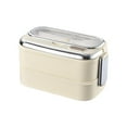 thumbnail image 1 of HBBKVI Bento Box Stainless Steel Double Layer Lunch Box Can Be Put Into The Microwave to Keep Warm Multi Layer Compartment Lunch Box 28.7oz Leak-Proof Bento Box, 1 of 6
