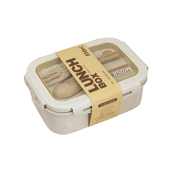 HBBKVI Bento Box Straw Japanese Style Bento Box Popular Lunch Box Plastic Microwave Oven Lunch Box Low Lunch Box for Office Workers 28.7oz Leak-Proof Bento Box