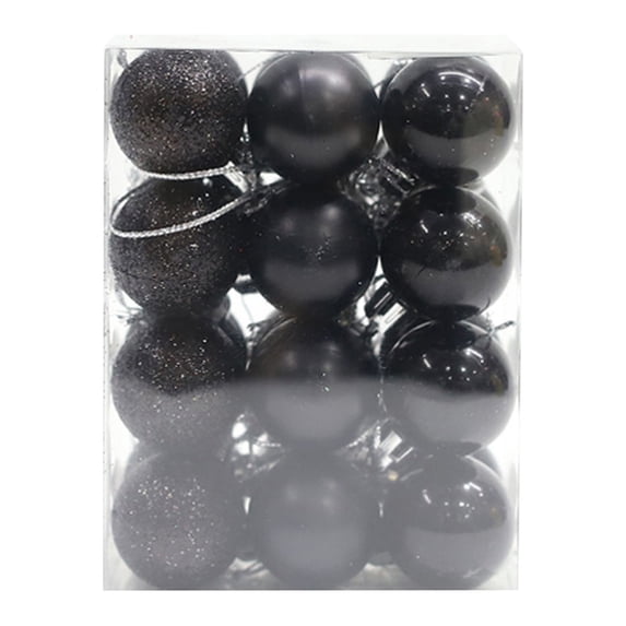 HBBKVI Black 1.2" Christmas Balls Christmas Tree Decoration Ornaments Shatterproof Hanging Balls for Birthday Halloween Holiday Wedding Decorations Set of 24pcs