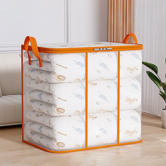 HBBKVI Blanket Storage Bags with Lids, Large Capacity Storage Containers for Clothes Bedding Pillow Quilt, Bedroom Living Room Closet Organizer
