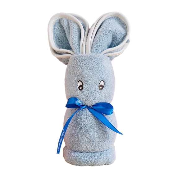 HBBKVI Blue Bath Towel, High Density Velvet with Cute Bunny Design, Ultra Soft and Highly Absorbent, 13.8x29.5 Inch, for Bathroom, Travel, Wedding Companion Gift