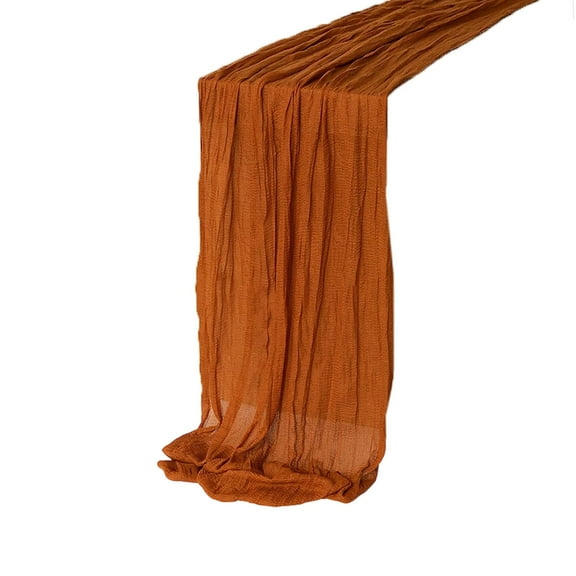 HBBKVI Bohemian Style Pleated Polyester Table Runner for Thanksgiving Fall Table Decoration, Rust Red and Caramel Orange, 35.4x70.9 Inch, Ideal for Wedding Party and Home Dining