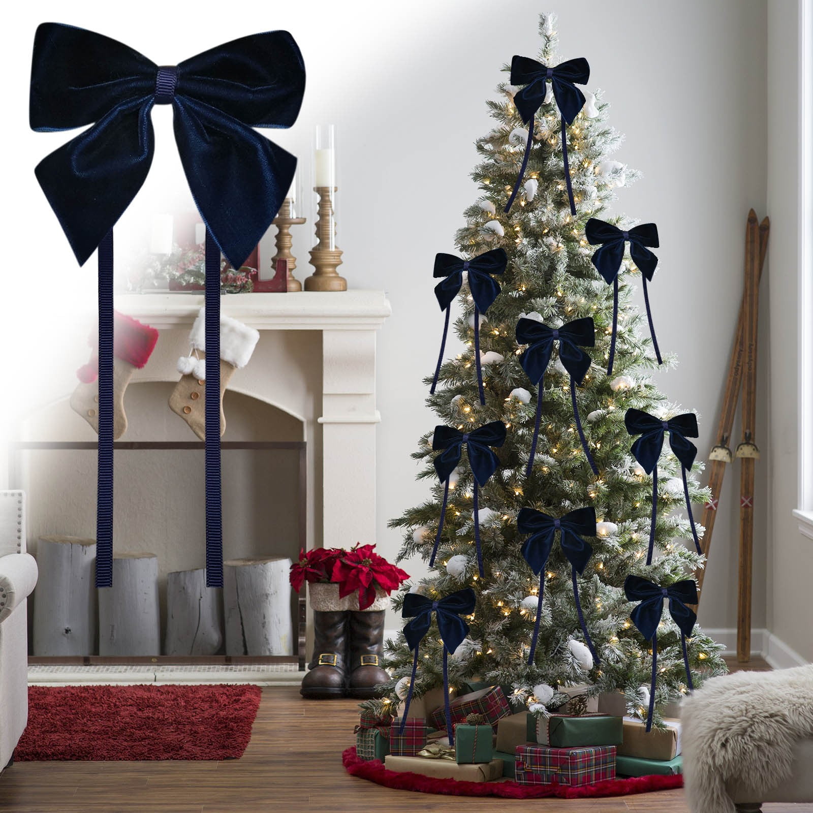 Flocking Ribbon Bows HBBKVI Christmas Bows Solid Color Flocking Belt Gift Bow Candy ...