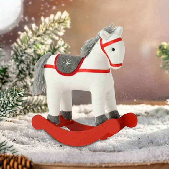 HBBKVI Christmas Decor Adorable Christmas Wooden Rocking Horse Christmas Handmade Gift Indoor Wooden Horse Sculpture Winter Desktop Decoration Tiered Tray and Home Decor. Xmas Holiday Gift